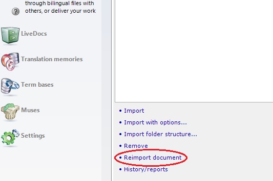 Reimport document